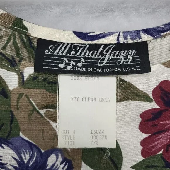 7/8 All That Jazz Midi Dress Plum Purple Floral Short Sleeve Vintage 80's 90's - Picture 6 of 14